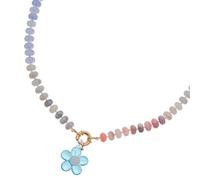 JSGHGDF Colorful Flower Jewelry Necklace Lightweight Copper Chain Versatile Day To Night Wear Collarbone Adornment Allergy Resistant Copper Necklace