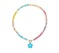 JSGHGDF Colorful Flower Jewelry Necklace Lightweight Copper Chain Versatile Day To Night Wear Collarbone Adornment Allergy Resistant Copper Necklace
