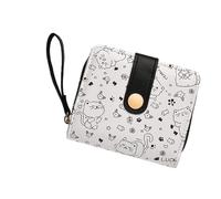 JSGHGDF Contemporary Feline Themed Short Wallet Lightweight PU Fabric Card Holder Portable Handbag Accessory Small Card Holder with Multiple Slots