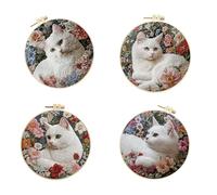 JSGHGDF Creative Embroidery Set Featuring Cats Designs Includes All Supplies Gifts Ideas Home Decoration Embroidery