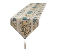 JSGHGDF Decorsative Polyester Table Runner Unique Elephant Print Washable Wear Resistant Tablecloth with Tassels for Home Decors for Tea Long Decoration Cover Dining Room Decors