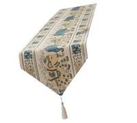 JSGHGDF Decorsative Polyester Table Runner Unique Elephant Print Washable Wear Resistant Tablecloth with Tassels for Home Decors for Tea Long Decoration Cover Dining Room Decors