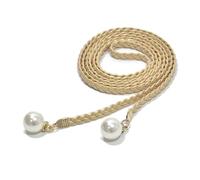 JSGHGDF Delicate Pearl Decors Waist Belt Women Elastic Belt Weave Braided Belt Thin Waistband Colorful Knot Vintage