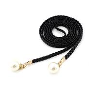 JSGHGDF Delicate Pearl Decors Waist Belt Women Elastic Belt Weave Braided Belt Thin Waistband Colorful Knot Vintage