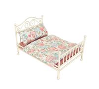 JSGHGDF Detailed Full Bed 1: 12 Scale Tiny Bedroom Design for Collector Houses Natural Finish Full Furniture Assembly Role Play