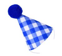JSGHGDF Dog Birthday Hat with Adjustable Chin Strap, Sapphire1 | Checkered Pet Party Cone Hat for Celebration Photos and Dress Up