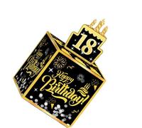 JSGHGDF Easy Setup Surprise Pull-Out Box with Age Inserts, Creative Party Decoration for Family Pull Out Money Gift Box