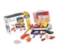 JSGHGDF Electric Simulation BBQ Grills Toy Kitchen Play Set with Realistic Sound Light Effects for Kids Pretend Cook Role Electric Pretend BBQ Grill Toy for Kids