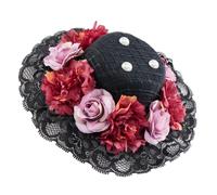 JSGHGDF Elegant with Flower Fedoras Hat Hair Clip Masquerades Party Costume Hat Dress Up Headpieces