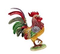 JSGHGDF Enameled Rooster Figurine Decorative Box Handcrafted Metal Artwork for Home Display and Jewelry Storage Chanticleer Trinket Box