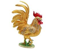 JSGHGDF Enameled Rooster Figurine Decorative Box Handcrafted Metal Artwork for Home Display and Jewelry Storage Chanticleer Trinket Box