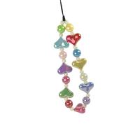 JSGHGDF Eye Catching Chain Handmade Beaded Cellphone Lanyard For Women Girls Telephone Strap Jewelry Drop-resistant Multifunctional Heart Beaded Phone Strap Keychain