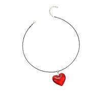 JSGHGDF Fashionable Love Symbol Red Heart Jewelry Necklace Collarbone Chain Adjustable Neckchain Accessory for Her Red Heart Necklace