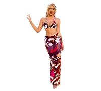 JSGHGDF Flexible Women Swimsuit Four Piece Swimming Skirt Clothing Headscarf Fine Tailoring Polyester Texture for Instances Travel Swimwear