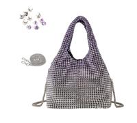JSGHGDF Full s Sparkly Handbag Bucket Shape Shoulder Bag Clutch Bag for Evening Wedding Formal Prom Party Club, Violent Purple
