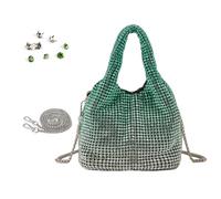 JSGHGDF Full s Sparkly Handbag Bucket Shape Shoulder Bag Clutch Bag for Evening Wedding Formal Prom Party Club, Sudden Change Green