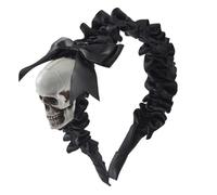 JSGHGDF Halloween Skull Headband For Women Pleated Headband Black a Headband Gothic Headband Goth Headpiece Punk Headband
