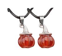 JSGHGDF Halloween Themed Pumpkin Witch Hat Pendant and Black Cord Unisex Agate Stone Necklace Accessory Party Jewelry Natural Agate Stone Adjustable Black Cord Unisex Jewelry