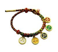 JSGHGDF Handmade Tibetan Bracelet Colorful Rope Handchain Five Way God of Wealth Bangle Adjustable Pulling Rope