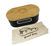 JSGHGDF Kitchen Bread Bin Metal Countertop Front Display Window, Black