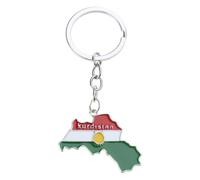 JSGHGDF Kurdistan Map Flag Pendant For Women Men Charm Fashion Country Territory Keychain Ethnic Clavicle Chain
