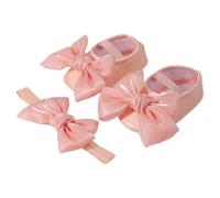 JSGHGDF Little Girl Cotton Bowknot Shoes & Headband Set for Toddlers Child Princess Cotton Shoes with Headband for Little Girl