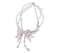 JSGHGDF Lovely Bowknot Design Beaded Chain Necklace Adjustable Neckchain Unique Fashion Statement Accessory Fashion Butterfly Pendant Jewelry