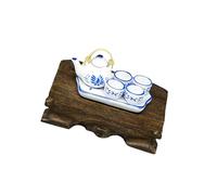 JSGHGDF Miniature Ceramic Teaware Set 1/12 Chinese Styles Teapot Cup Tray Simulation Teaset Figurine for Doll House Decoration Miniature Ceramic Teaware