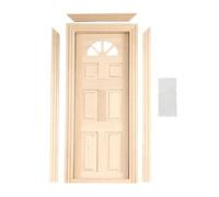 JSGHGDF Miniature Unpainted Wood Door with Sun Window for 1/12 Scale Scene Doll House Decoration Accessories Decoration Accessories