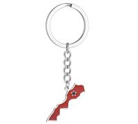 JSGHGDF Morocco Map Flag Keychain Stainless Steel Keychain Morocco Remembrances Jewelry Pendant Keyring Gifts For Women And