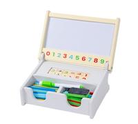 JSGHGDF Multifunctional Wooden Drawing Toy for Preschoolers Math Practice Creative Writing Double Sided Chalkboard Design Preschool Chalkboard Learning Set