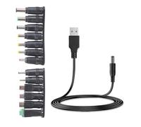 JSGHGDF Multiple Tips USB To DC5521 5V Charging Cable 5.5x2.1mm Connector 11 Adapters For Broad Compatibility With