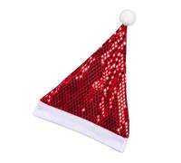 JSGHGDF Pointed Santa Hat Reflective Body with White Plush Brim, Red