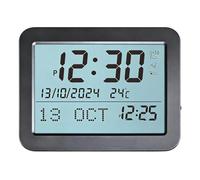 JSGHGDF Portable Desktop Alarm Clock Metal Body Large LCD Display Snooze Alarm Temperature Function Square LCD Digital Temperature Sensors Easy Operations Azan for Home Desk Decoration Use