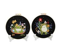 JSGHGDF Practical Embroidery Set for Frogs Designs Sturdy Cotton Fabric Easy Instructions for Hobbyists Sewing Supplies