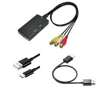 JSGHGDF RCAs To HDTV Converters Adapters For Monitor Projectors With 720P/1080P Output Supports Pals NTSC SECAMs DVDs Players Plugs And Play Converters