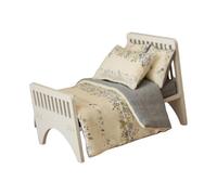 JSGHGDF Realistic Double Bed Miniature Model 1:12 Scale Bedroom Accessory Wooden Dollhouses Bed with Fabric Design