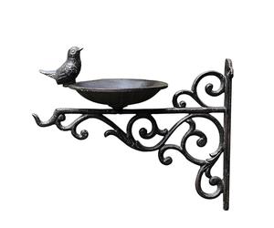 JSGHGDF Rural Cast Iron Bird Food Bowl Wall Mounted Feeder with Nordic Design Wildbird Bath for Outdoor Yard Decoration Old Wrought Iron Food Bowl
