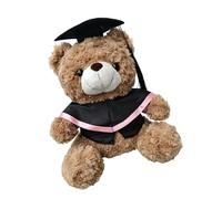 JSGHGDF Scholar Bear Plush Toy, 10inch Bear, collar, B | Realistic Bear with Authentic Cap and Soft PP Cotton Filling for Graduation Decor, Graduates, Students