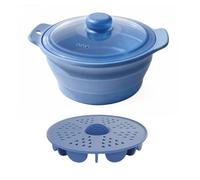JSGHGDF Space Saving Silicone Steamer for Microwave Oven Ideal for Small Kitchens 42Oz Foldable Design Small Pots Set Silicone Steaming Container