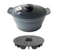 JSGHGDF Space Saving Silicone Steamer for Microwave Oven Ideal for Small Kitchens 42Oz Foldable Design Small Pots Set Silicone Steaming Container