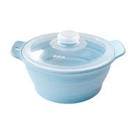 JSGHGDF Space Saving Silicone Steamer for Microwave Oven Ideal for Small Kitchens 42Oz Foldable Design Small Pots Set Silicone Steaming Container