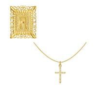 JSGHGDF Stackable Crucifix Charm and Letter Pendant Necklace Adjustable Copper Chain Jewelry Suitable for Everyday Stylish Look Square Crucifix Pendant Copper Necklace