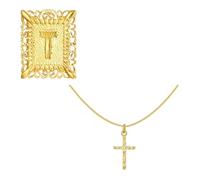 JSGHGDF Stackable Crucifix Charm and Letter Pendant Necklace Adjustable Copper Chain Jewelry Suitable for Everyday Stylish Look Square Crucifix Pendant Copper Necklace