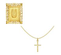JSGHGDF Stackable Crucifix Charm and Letter Pendant Necklace Adjustable Copper Chain Jewelry Suitable for Everyday Stylish Look Square Crucifix Pendant Copper Necklace