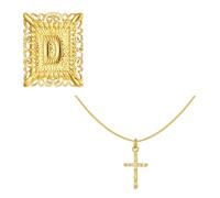 JSGHGDF Stackable Crucifix Charm and Letter Pendant Necklace Adjustable Copper Chain Jewelry Suitable for Everyday Stylish Look Square Crucifix Pendant Copper Necklace