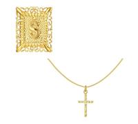 JSGHGDF Stackable Crucifix Charm and Letter Pendant Necklace Adjustable Copper Chain Jewelry Suitable for Everyday Stylish Look Square Crucifix Pendant Copper Necklace