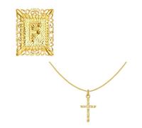 JSGHGDF Stackable Crucifix Charm and Letter Pendant Necklace Adjustable Copper Chain Jewelry Suitable for Everyday Stylish Look Square Crucifix Pendant Copper Necklace
