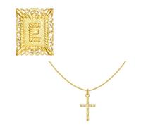 JSGHGDF Stackable Crucifix Charm and Letter Pendant Necklace Adjustable Copper Chain Jewelry Suitable for Everyday Stylish Look Square Crucifix Pendant Copper Necklace