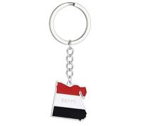 JSGHGDF Stainless Steel Keychain For Collectors Travelers Egypt Map Flag Keyring Ethnic Style Keyholder For Women